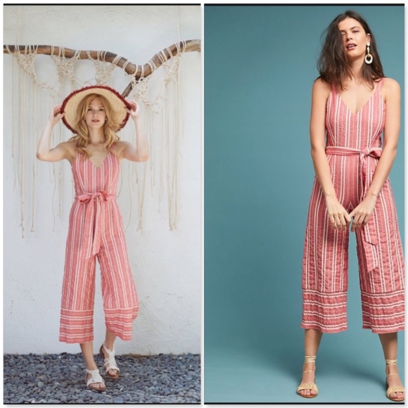 AnthropologieROBIN STRIPED-CROPPED JUMPSUIT NWT